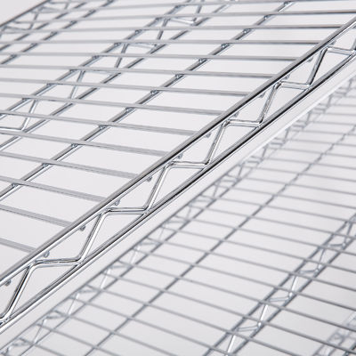 7 Tiers Industrial Chrome Plated Stackable Wire Shelving Units , 14 Inch Deep Wire Shelving