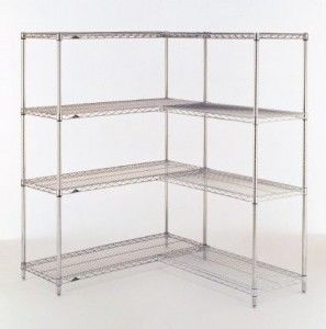 Heavy Duty Industrial Wire Mesh Shelving , Chrome Storage Shelves With Wheels