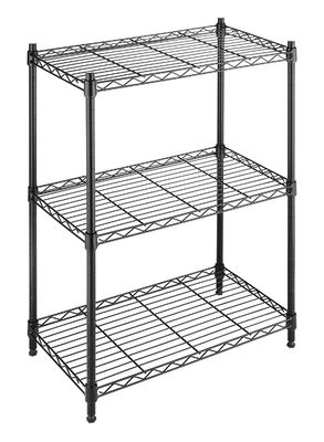 3 Tier Home Storage Organizer Black Home Wire Shelving Unit On Wheels Adjustable
