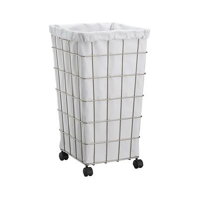 Heavy Gauge Steel Lined Wire Laundry Basket Hamper with Wheels , Wire Bath Accessories