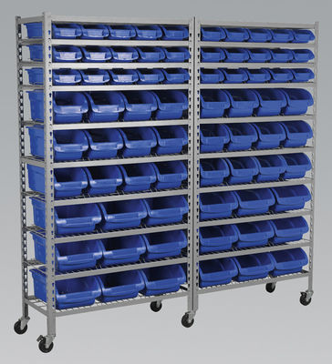 Bin Storage Commercial Wire Shelving System 10 Shelves With 5 Inch Caster