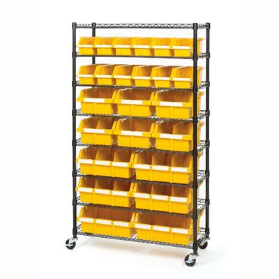 Bin Storage Commercial Wire Shelving System 10 Shelves With 5 Inch Caster