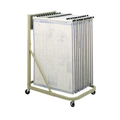 Hanging Plan Drawing Rolling Steel Shelves Cart For 1,200 Drawings Capacity