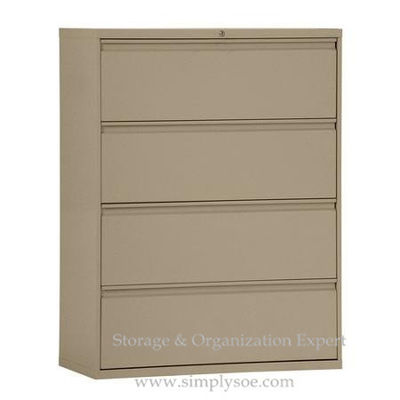 Brown Green White 4 Drawers Lateral Metal Filing Cabinet For A-4 Hanging Files