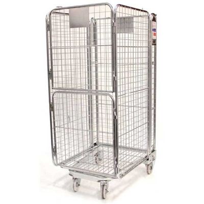 Warehouse Galvanized Foldable Wire Mesh Roll Container /  Material Handling Equipment