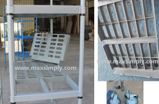 Carbon Steel Or SUS Upright Material Commercial Wire Shelving , Anti - Microbial Polymer Shelving