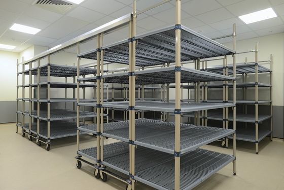 Chrome - Plated High Density Storage System  , Top Track  Mobile Wire Shelving For Health Care