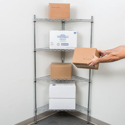 Chrome Triangle Corner Shelf Unit Healthcare Wire Shelving 14''X16''X42''