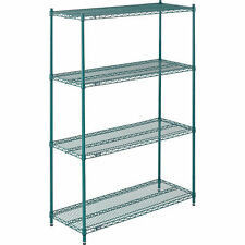 Adjustable Commercial Shelving Green Epoxy Coated 4 Shelves Waterproof Surface