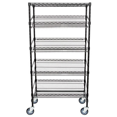 18" Deep X 36" Wide X 72" High 5 Tier Slanted Wire Shelving Black Epoxy Surface Finish