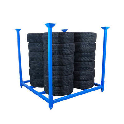 Galvanized Treatment Metal Stacking Pallets Blue Color / Industrial Stacking Racks