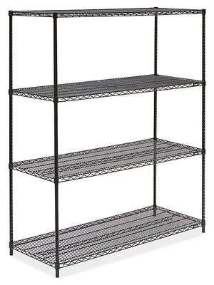 Grocery Store Heavy Duty Commercial Wire Shelving 4 Layers Black Epoxy Surface Finish