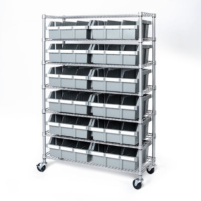 7 Tier Commercial Chrome Steel Wire Shelving Kitchen Storage Grey Bin Rack