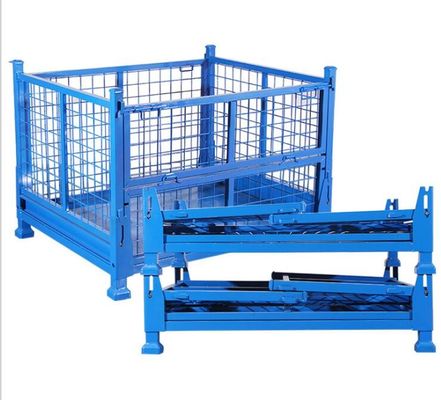 Durable Collapsible Wire Container Transport Packaging Metal Pallet Cage Four Wire Mesh
