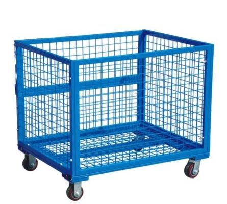 Collapsible Transship Metal Pallet Box With Wheels For Warehouse