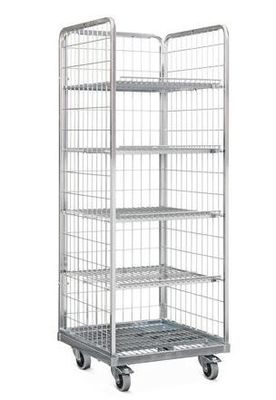 Four Side Mesh 2 Shelves Wire Utility Cart , Tool Storage Wire Roll Cage