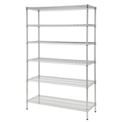 Classics 5 Tier Steel Wire Shelving Chrome Rack Unit In Work Place Commercial Grade