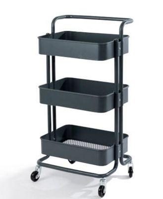 Powder Coated Surface Supermarket Shelf Display 3 Tiers With Wheels