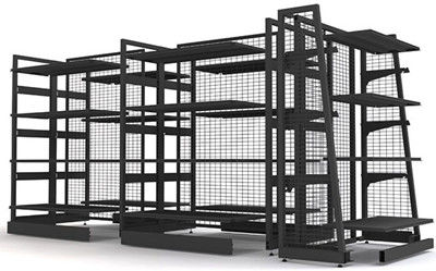 Back Net Stationery Shop Black Metal Shelf ,  Commercial Display Racks