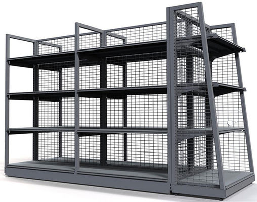 Back Net Stationery Shop Black Metal Shelf ,  Commercial Display Racks