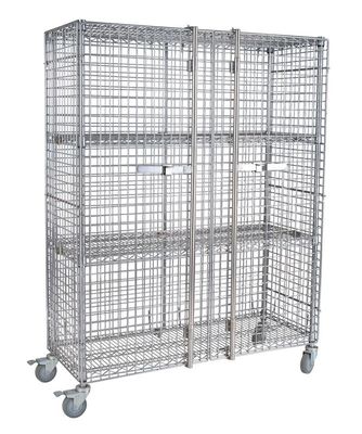 Galvanized Metro Wire Security Carts Lockable, Material Store Nestable Roll Cage