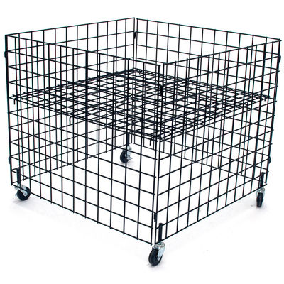 Adjustable Supermarket Display Wire Dump Bins With 4 Adjustable Drawers & Wheels For Easier Mobility