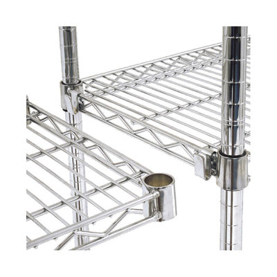 Kitchen Open Plan Storage Solution Wooden Top Steel Wire Shelving Cart