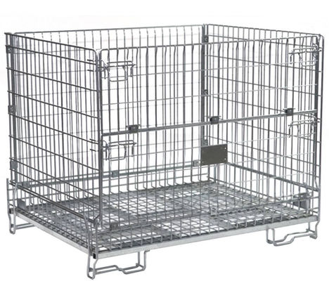 Galvanized Collapsible Wire Container / Wire Mesh Palle Cage For Warehouse