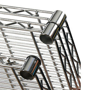 Movable Industrial Wire Shelving With Plastic Storage Bins For Garages