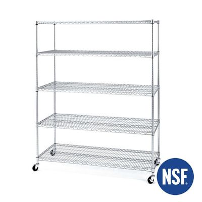 Chrome Commercial Wire Shelving With Casters Heavy Duty NSF Certificate