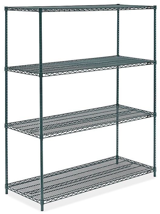 Warehouse Heavy Duty Wire Shelving Unit Dark Green 4 Tier Easy To Assemble
