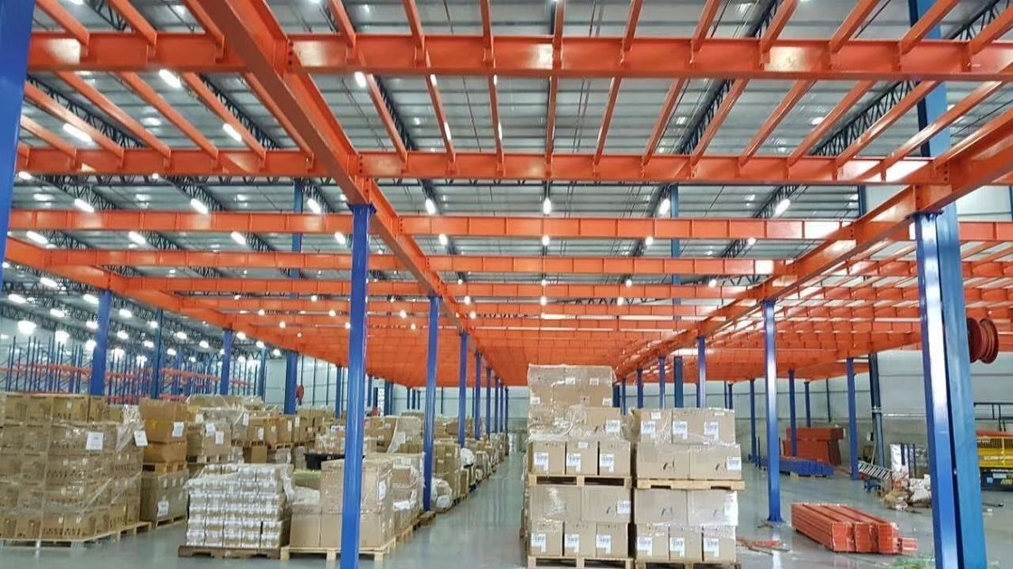 Orange Beam Heavy Duty Storage Racks  , Custom Steel Mezzanine Platform