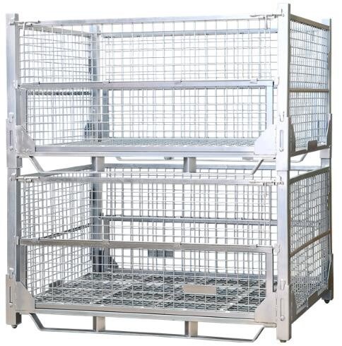 Transport Industry Steel Mesh Storage Cages Galvanized Surface Finished