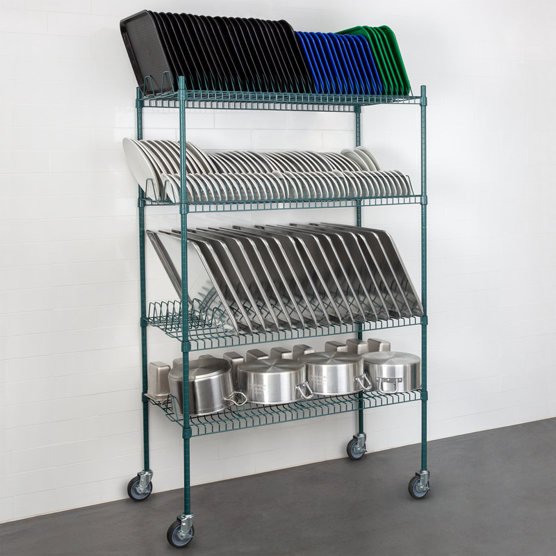 4 Levels Freestanding Drying Rack For Dining Essentials Store Sheet Pans  , Trays Drying Wire Shelving For Kitchen